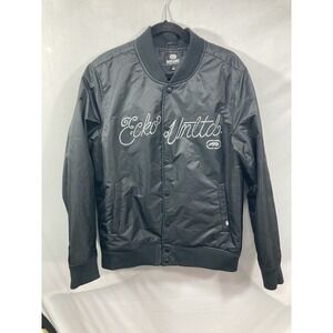 Ecko Unltd Jacket Men's Size Large Black Full button up Casual bomber Coat